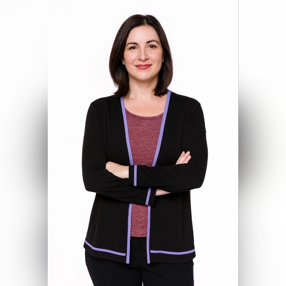 Misook Exclusively Womens Minimalist Careerwear Sweater Cardigan Size M